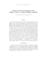 Numerical Characterization of the Kähler