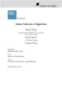 Online Collection of Algorithms