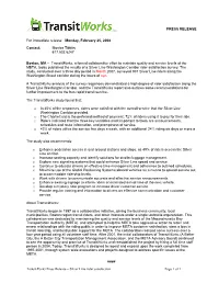 Transitworks Press Release – Silver Line Rider Satisfaction Page 1 of 1