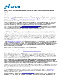 World's Fastest Discrete Graphics Memory from Micron Powers