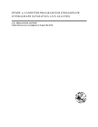 A Computer Program for Streamflow Hydrograph Separation and Analysis