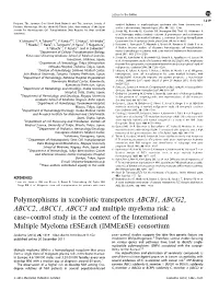 ABCG2, ABCC2, ABCC1, ABCC3 and Multiple Myeloma Risk: a Case--Control Study in the Context of the International Multiple Myeloma Research (Immense) Consortium