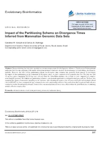 Impact of the Partitioning Scheme on Divergence Times Inferred from Mammalian Genomic Data Sets