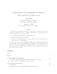 Probability and Geometry on Groups Lecture Notes for a Graduate Course