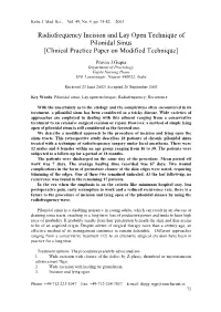Radiofrequency Incision and Lay Open Technique of Pilonidal Sinus [Clinical Practice Paper on Modified Technique]