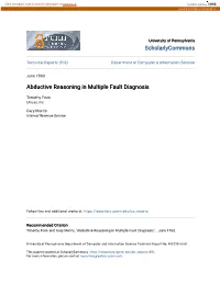 Abductive Reasoning in Multiple Fault Diagnosis