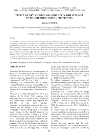 Effect of Dry Sourdough Addition in Wheat Flour on Dough Rheological Properties