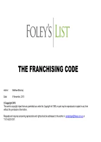 The Franchising Code