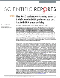 The Pol Β Variant Containing Exon Α Is Deficient in DNA Polymerase But