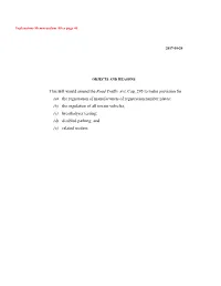 This Bill Would Amend the Road Traffic Act, Cap. 295 to Make Provision For