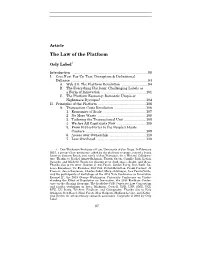 Article the Law of the Platform