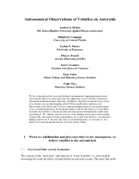Astronomical Observations of Volatiles on Asteroids