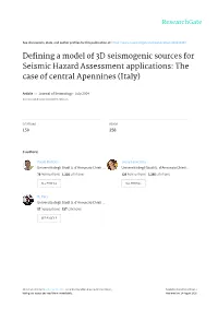 Defining a Model of 3D Seismogenic Sources for Seismic Hazard Assessment Applications: the Case of Central Apennines (Italy)