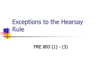 Exceptions to the Hearsay Rule
