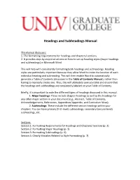 Headings and Subheadings Manual