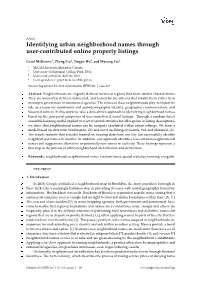 Identifying Urban Neighborhood Names Through User-Contributed Online Property Listings