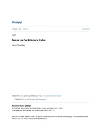 Notes on Contributors, Index