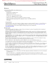 Quickspecs Cluster Monitor Version 1.0