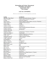 Ratemaking and Product Management Workshops and Seminar March 20-22, 2011 New Orleans