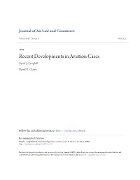 Recent Developments in Aviation Cases David L