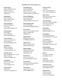 2018 Baltimore Participation List