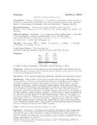 Alunogen Al2(SO4)3 • 17H2O C 2001-2005 Mineral Data Publishing, Version 1