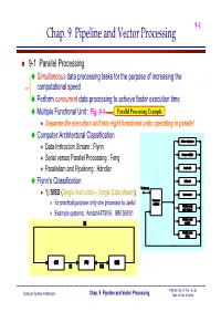 Chap. 9 Pipeline and Vector Processing