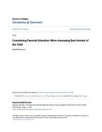 Considering Parental Alienation When Assessing Best Interest of the Child