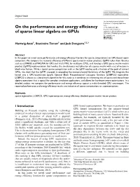 On the Performance and Energy Efficiency of Sparse Linear Algebra on Gpus