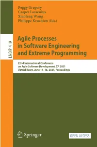 Agile Processes in Software Engineering and Extreme Programming LNBIP 419