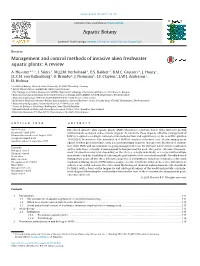 Management and Control Methods of Invasive Alien Freshwater