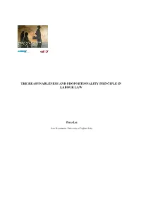 The Reasonableness and Proportionality Principle in Labour Law