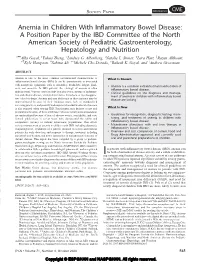 Anemia in Children with Inflammatory Bowel Disease: ## JPGN � from the Address Correspondence and Reprint R JPGN ( Received August 7, 2019; Accepted June 23, 2020