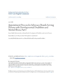 Appointment Process for Advocacy Boards Serving Persons With