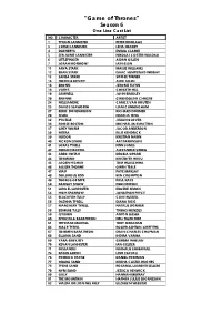 “Game of Thrones” Season 6 One Line Cast List NO