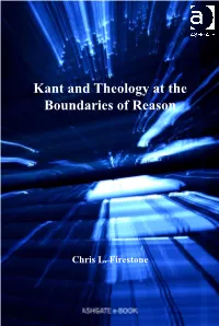 Kant and Theology at the Boundaries of Reason