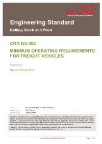 Minimum Operating Requirements for Freight Vehicles