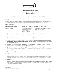 Request for Written Quote Two-Way Radio Repeater Service Quote #21-02-23