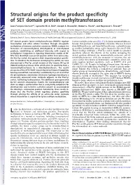 Structural Origins for the Product Specificity of SET Domain Protein Methyltransferases