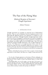 The Fate of the Flying Man Medieval Reception of Avicenna’S Thought Experiment
