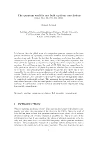 The Quantum World Is Not Built up from Correlations 1 INTRODUCTION
