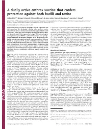 A Dually Active Anthrax Vaccine That Confers Protection Against Both Bacilli and Toxins