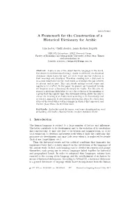A Framework for the Construction of a Historical Dictionary for Arabic