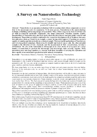 A Survey on Nanorobotics Technology