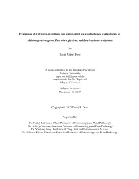 Evaluation of Catenaria Anguillulae and Its Potential Use As a Biological Control Agent Of