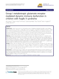 Group I Metabotropic Glutamate Receptor Mediated Dynamic Immune