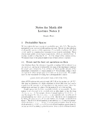 Notes for Math 450 Lecture Notes 2
