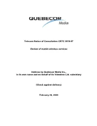 Telecom Notice of Consultation CRTC 2019-57 Review of Mobile Wireless