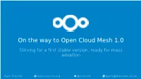 On the Way to Open Cloud Mesh 1.0