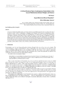 A Critical Review of Some Contemporary Existentialists in the Issue of Relationship Between Religion and Science